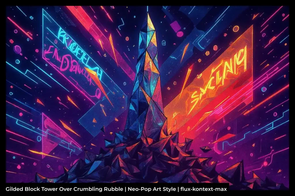 Futuristic neon tower shattering into glowing shards and rubble, with the word 'ENDEAVOUR' in bold text.